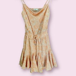 Entro cowl neck cinched waist peach romper